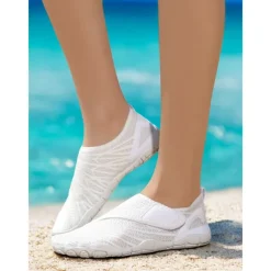 Breathable Water Shoes for Women – Stylish Velcro Mesh Barefoot Aqua Shoes for Beach, Kayaking, Swimming & Travel, Quick-Drying Lightweight Swim Footwear