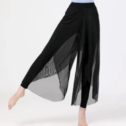 Breathable Women's Pants Casual Activewear Pants Pure Color Splicing Training Performance High Cotton Blend Tulle Adults' Bottoms