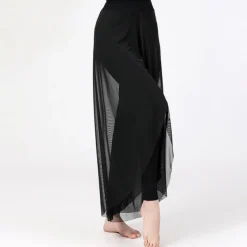 Breathable Women's Pants Casual Activewear Pants Pure Color Splicing Training Performance High Cotton Blend Tulle Adults' Bottoms