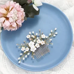 Bridal Headwear European and American Style Hair Accessories Handmade Soft Pottery Pearl Hair Comb Wedding Accessories