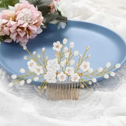 Bridal Headwear European and American Style Hair Accessories Handmade Soft Pottery Pearl Hair Comb Wedding Accessories