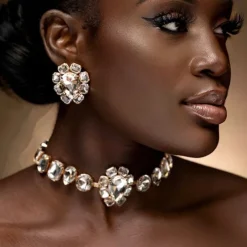 Bridal Jewelry Sets 1 set Rhinestone 1 Necklace Earrings Women's Elegant Personalized Stylish Cute Classic Drop Flower irregular Jewelry Set For Wedding Party