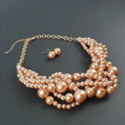 Bridal Jewelry Sets 1 set Pearl Imitation Pearl 1 Necklace Earrings Women's Statement Colorful Cute Layered Love irregular Jewelry Set For Party Wedding dress to impress