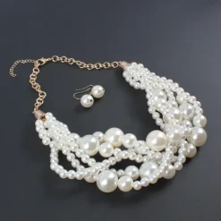 Bridal Jewelry Sets 1 set Pearl Imitation Pearl 1 Necklace Earrings Women's Statement Colorful Cute Layered Love irregular Jewelry Set For Party Wedding dress to impress