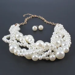 Bridal Jewelry Sets 1 set Pearl Imitation Pearl 1 Necklace Earrings Women's Statement Colorful Cute Layered Love irregular Jewelry Set For Party Wedding dress to impress