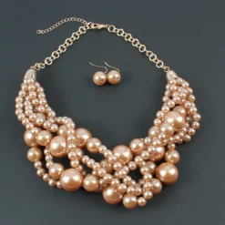 Bridal Jewelry Sets 1 set Pearl Imitation Pearl 1 Necklace Earrings Women's Statement Colorful Cute Layered Love irregular Jewelry Set For Party Wedding dress to impress