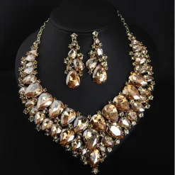 Bridal Jewelry Sets 1 set Crystal Rhinestone Alloy 1 Necklace Earrings Women's Statement Colorful Cute Fancy Pear irregular Jewelry Set For Party Wedding