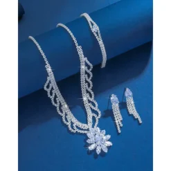 Bridal Jewelry Sets One-piece Suit Alloy 1 Bracelet Earrings Necklace Women's Stylish Cute Joy Geometric Jewelry Set For Party