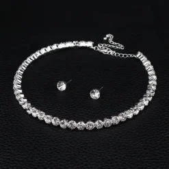 Bridal Jewelry Sets Three-piece Suit Rhinestone Chrome 1 Necklace 1 Bracelet Earrings Women's Elegant Fashion Holiday Retro Precious Round Jewelry Set For Party Wedding Gift / Engagement