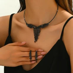 Bridal Jewelry Sets Two-piece Suit Imitation Diamond 1 Necklace Earrings Women's Classic Sweet Lovely Classic Love Precious Jewelry Set For Wedding Gift