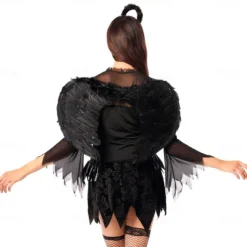 Bride Fallen Angel Ghost Bride Halloween Cosplay Costume Outfits Angels of Death Cosplay Vacation Dress Sexy Fashion Double Layered Teen Adults' Women's Female Carnival Masquerade Day of the Dead