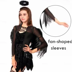 Bride Fallen Angel Ghost Bride Halloween Cosplay Costume Outfits Angels of Death Cosplay Vacation Dress Sexy Fashion Double Layered Teen Adults' Women's Female Carnival Masquerade Day of the Dead