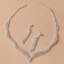 Bride Fashion Diamond Necklace Earrings Bracelet Ring Pu Sequin Handheld Bag Dinner Bag Set of Five