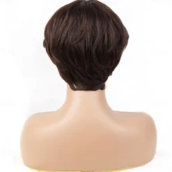 Brown Bob Wig Human Hair Short Pixie Cut Wig with Bangs Layered Human Hair Wigs for Black Women #4 Chocolate Colored Straight None Lace Front Wigs 150% Density Pre Plucked Natural Hairline