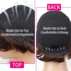 Brown Bob Wig Human Hair Short Pixie Cut Wig with Bangs Layered Human Hair Wigs for Black Women #4 Chocolate Colored Straight None Lace Front Wigs 150% Density Pre Plucked Natural Hairline