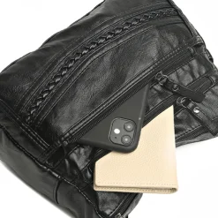 Brown Faux Leather Crossbody Bag for Women - Multi-Zip Casual Handbag with Adjustable Strap and Braided Accent, Perfect for Everyday Use and Travel