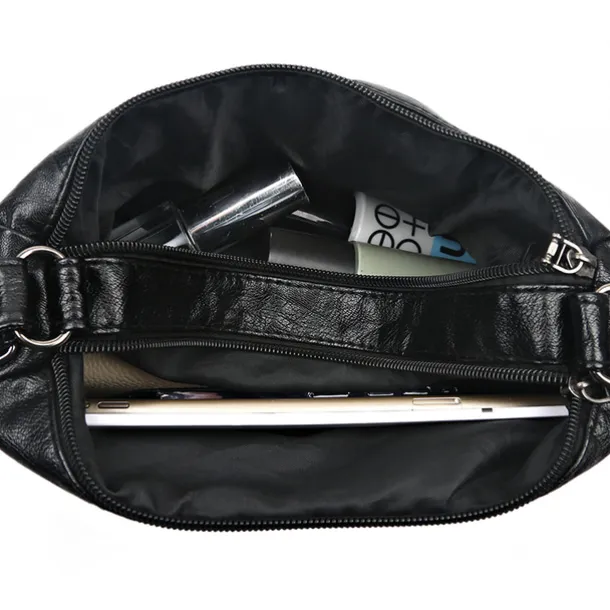 Brown Faux Leather Crossbody Bag for Women - Multi-Zip Casual Handbag with Adjustable Strap and Braided Accent, Perfect for Everyday Use and Travel