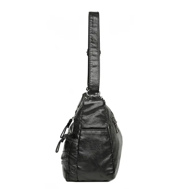 Brown Faux Leather Crossbody Bag for Women - Multi-Zip Casual Handbag with Adjustable Strap and Braided Accent, Perfect for Everyday Use and Travel