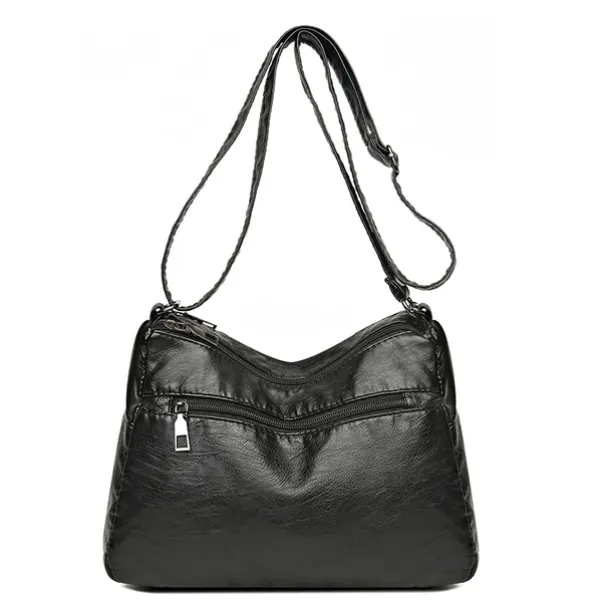 Brown Faux Leather Crossbody Bag for Women - Multi-Zip Casual Handbag with Adjustable Strap and Braided Accent, Perfect for Everyday Use and Travel