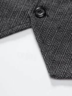 Brown Grey Men's Fashion Herringbone Tweed Vest Tailored Fit V Neck Single Breasted Four-buttons