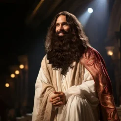 Brown Jesus Wizard Curly Wig And Beard Halloween Funny Cosplay Costume Accessory for Adults