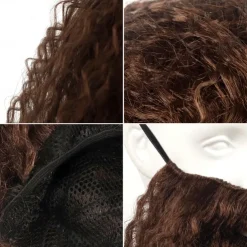 Brown Jesus Wizard Curly Wig And Beard Halloween Funny Cosplay Costume Accessory for Adults