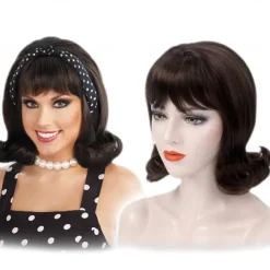 Brown Retro Wigs 60s Beehive Curl Hair Wig for Women Daily 50s 70s Cosplay Party Womens Wigs Halloween Wigs