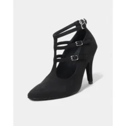 Brown Suede Strappy High Heel Dance Shoes for Women – Elegant Closed Toe Latin Ballroom Practice Pumps