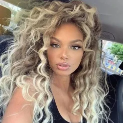 Brown Wigs for Women Blonde Long Light Golden Wigs Ombre Pink Wigs Synthetic Hair Highlighted Hair Dark Roots Wigs 26 Inch