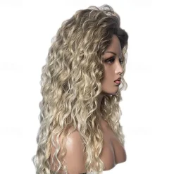 Brown Wigs for Women Blonde Long Light Golden Wigs Ombre Pink Wigs Synthetic Hair Highlighted Hair Dark Roots Wigs 26 Inch