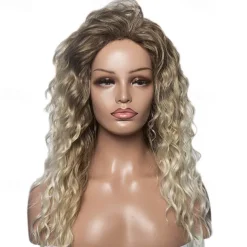 Brown Wigs for Women Blonde Long Light Golden Wigs Ombre Pink Wigs Synthetic Hair Highlighted Hair Dark Roots Wigs 26 Inch