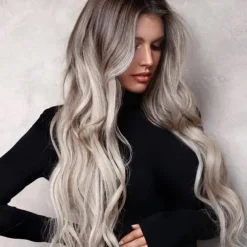 Brown Wigs for Women Blonde Long Light Golden Wigs Ombre Pink Wigs Synthetic Hair Highlighted Hair Dark Roots Wigs 26 Inch