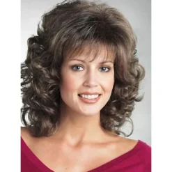 Brown Wigs for Women Synthetic Wig Curly Curly Wig Medium Length Brown Synthetic Hair Brown