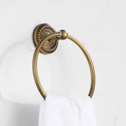 Brushed Brass Towel Holder Towel Ring Wall Mounted Antique Brass Toilet Towel Ring Bath Hand Towel Holder Bathroom Accessories Bath Hardware