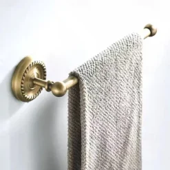 Brushed Brass Towel Holder Antique Brass Vintage Wall Mounted Bathroom Accessory Set for Drilling Shower Wall Retro Country House Style Towel Hooks Toilet Paper Holder
