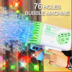 Bubble Gun Rocket Holes Soap Bubbles Machine Gun Shape Automatic Blower With Light Toys For Kids Pomperos Childrens Day Gift