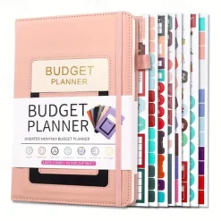 Budget Planner Notebook with Expense Tracker Undated Monthly Financial Organizer for Debt and Bill Tracking 8.4 x 5.8 Inches PU Cover