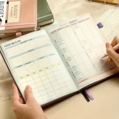 Budget Planner Notebook with Expense Tracker Undated Monthly Financial Organizer for Debt and Bill Tracking 8.4 x 5.8 Inches PU Cover