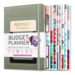 Budget Planner Notebook with Expense Tracker Undated Monthly Financial Organizer for Debt and Bill Tracking 8.4 x 5.8 Inches PU Cover