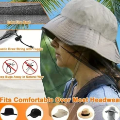 Bug Head Net Mesh Face Netting for Hats Insect Net Mask Cover from Gnats Extra Fine Fly Screen Holes Outdoor Protection for Men & Women