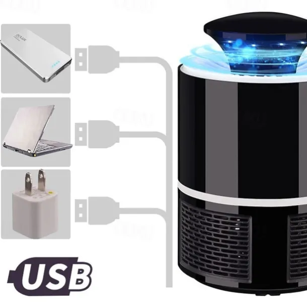 Bug Zapper Automatic Indoor Insect Trap - UV Black Light & Fan Mosquito, Fruit Fly & Gnat Killer with USB Rechargeable