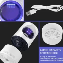 Bug Zapper Automatic Indoor Insect Trap - UV Black Light & Fan Mosquito, Fruit Fly & Gnat Killer with USB Rechargeable