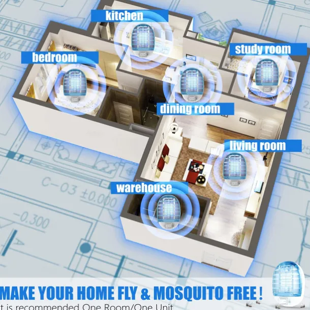 Bug Zapper Indoor, Fly Trap for Indoors, Electronic Mosquitoes Killer Mosquito Zapper with Blue Lights for Living Room, Home, Kitchen, Bedroom, Baby Room, Office(2 Packs)