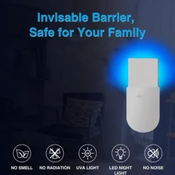 Bug Zapper Indoor Plug-in Mosquito Killer Flying Insect Trap for Flies Fruit Flies Moths & Gnats with Adjustable Brightness UV Attractant Catcher & Night Light 1 Device 5 Glue Card Refills