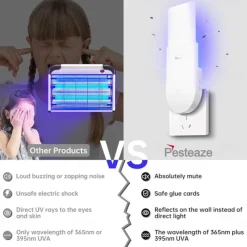 Bug Zapper Indoor Plug-in Mosquito Killer Flying Insect Trap for Flies Fruit Flies Moths & Gnats with Adjustable Brightness UV Attractant Catcher & Night Light 1 Device 5 Glue Card Refills