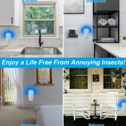 Bug Zapper Indoor Plug-in Mosquito Killer Flying Insect Trap for Flies Fruit Flies Moths & Gnats with Adjustable Brightness UV Attractant Catcher & Night Light 1 Device 5 Glue Card Refills