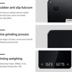 Built-in battery charging Electronic Scale Built-in Auto Timer Pour Over Espresso Smart Coffee Scale Kitchen Scales 3kg 0.1g