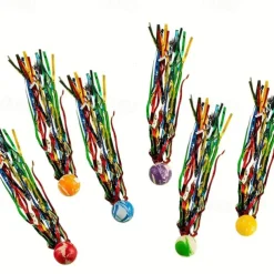 Bulk Set Of 40 Bouncy Super Balls With Colorful Streamers Birthday Party Favors Goodie Bag Fillers Random Colors
