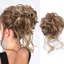 Bun Hair Piece Tousled Updo Hair Extensions With Elastic Hair Bands curly Hair Bun Scrunchle for Women