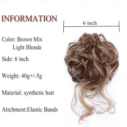 Bun Hair Piece Tousled Updo Hair Extensions With Elastic Hair Bands curly Hair Bun Scrunchle for Women